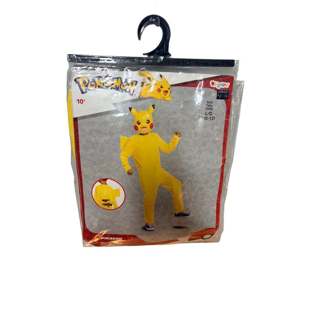 2019 Disguise Pokemon Pikachu Jumpsuit Costume Yellow Size L 10-12 NO Mask